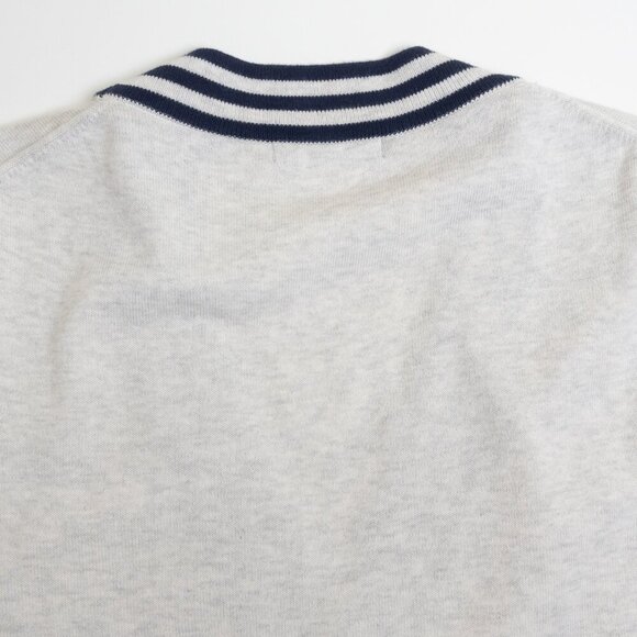 Horst Italian Cotton Cardigan Sweater Gray Navy Trim Mens Medium NEW - Picture 10 of 12